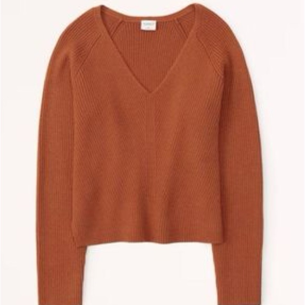 NWOT Abercrombie LuxeLoft V-Neck Rust Sweater